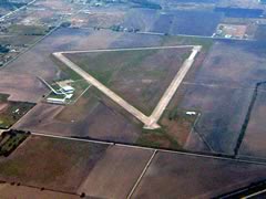 Caddo Mills from the air. The DZ is the building on the right side of the runway.
